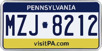 PA license plate MZJ8212
