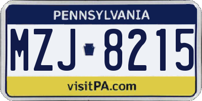 PA license plate MZJ8215