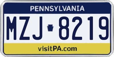 PA license plate MZJ8219