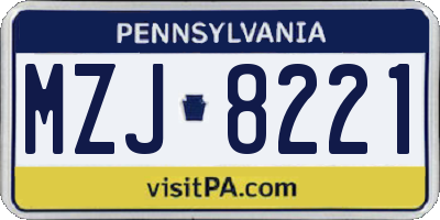 PA license plate MZJ8221