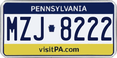 PA license plate MZJ8222