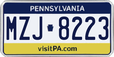 PA license plate MZJ8223