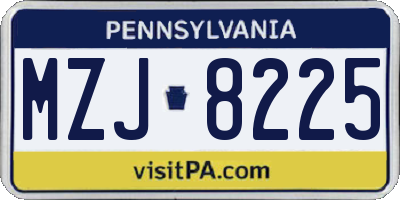 PA license plate MZJ8225