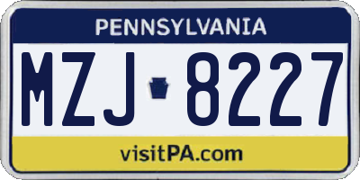 PA license plate MZJ8227