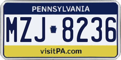 PA license plate MZJ8236