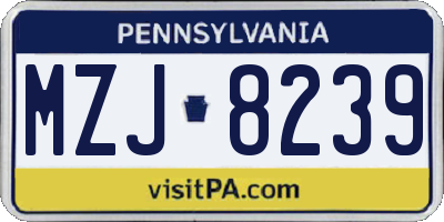 PA license plate MZJ8239