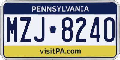 PA license plate MZJ8240