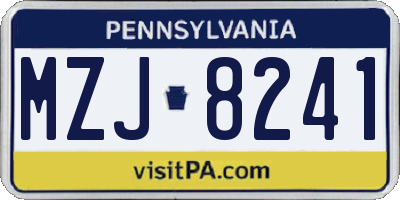 PA license plate MZJ8241