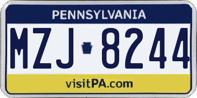 PA license plate MZJ8244