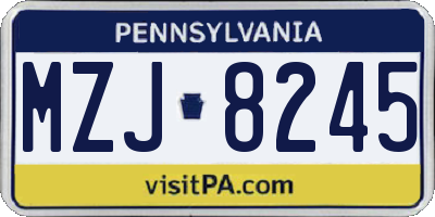 PA license plate MZJ8245