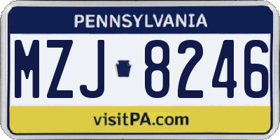 PA license plate MZJ8246