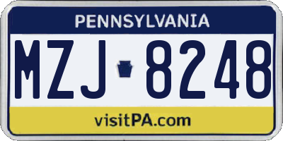 PA license plate MZJ8248