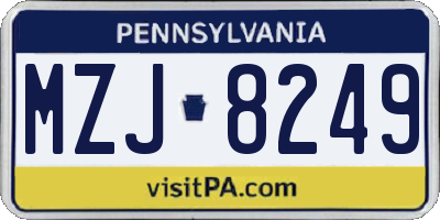 PA license plate MZJ8249