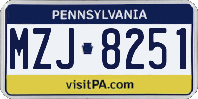PA license plate MZJ8251
