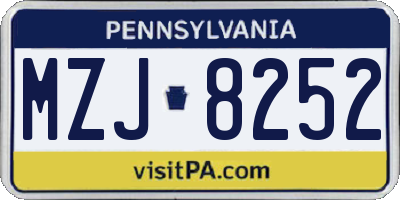 PA license plate MZJ8252