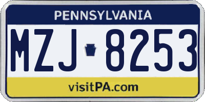 PA license plate MZJ8253