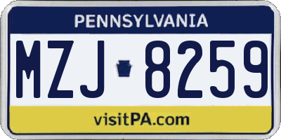 PA license plate MZJ8259