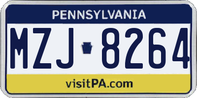 PA license plate MZJ8264
