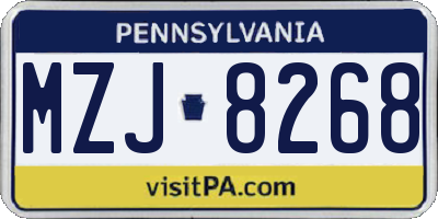 PA license plate MZJ8268