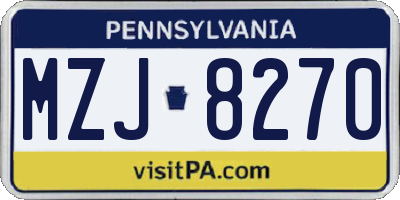 PA license plate MZJ8270