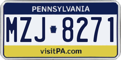 PA license plate MZJ8271
