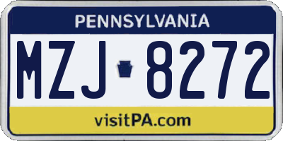 PA license plate MZJ8272