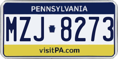 PA license plate MZJ8273