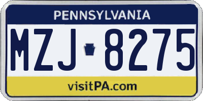 PA license plate MZJ8275