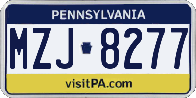 PA license plate MZJ8277