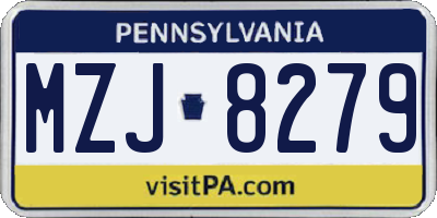 PA license plate MZJ8279