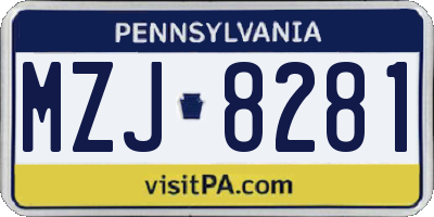 PA license plate MZJ8281