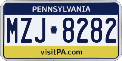 PA license plate MZJ8282