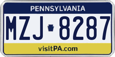 PA license plate MZJ8287
