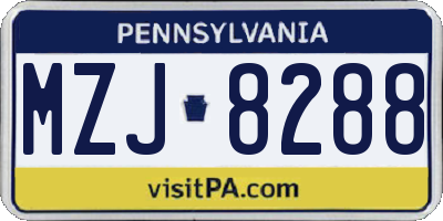 PA license plate MZJ8288