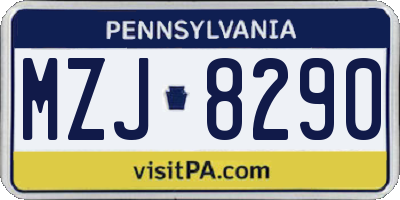 PA license plate MZJ8290