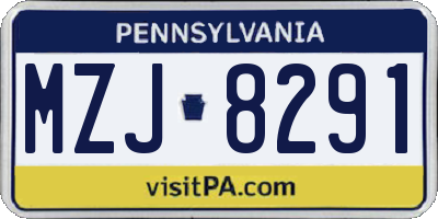 PA license plate MZJ8291