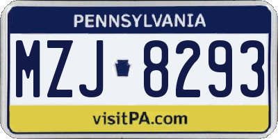 PA license plate MZJ8293