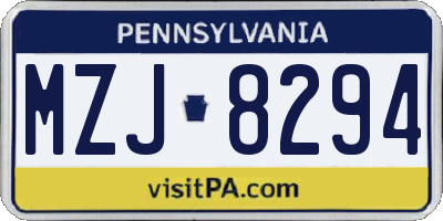 PA license plate MZJ8294