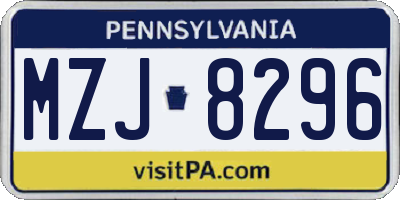 PA license plate MZJ8296