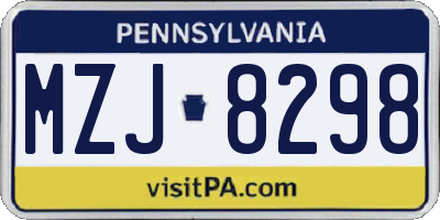 PA license plate MZJ8298
