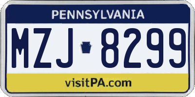 PA license plate MZJ8299