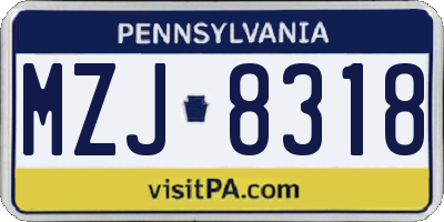 PA license plate MZJ8318