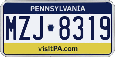 PA license plate MZJ8319
