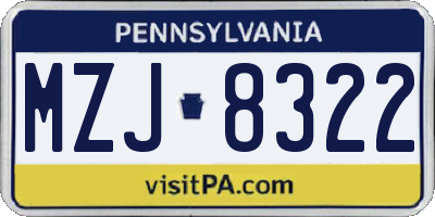 PA license plate MZJ8322