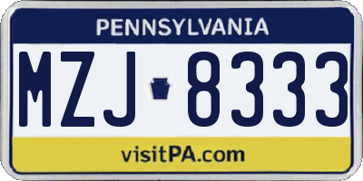 PA license plate MZJ8333