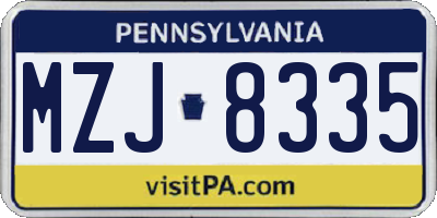 PA license plate MZJ8335