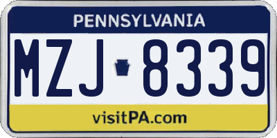 PA license plate MZJ8339