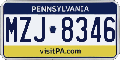 PA license plate MZJ8346