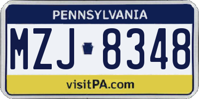 PA license plate MZJ8348