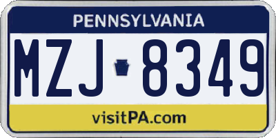 PA license plate MZJ8349